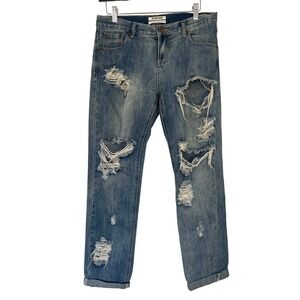 One Teaspoon Awesome Baggies Jeans Distressed Rolled Cuff‎ Women's Size 25